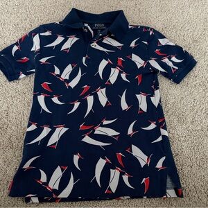Polo Ralph Lauren Boys Sailboat Print Mesh Polo Shirt Size 8